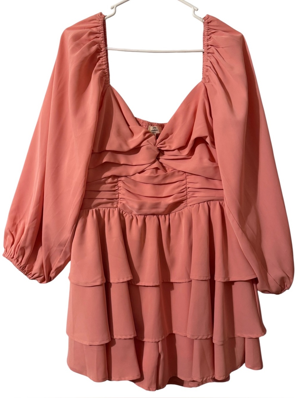 NWT ENTRO twist front ruffled mini dress romper   Girly flirty feminine garden